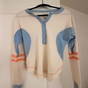 BDG Cream and Blue Long Sleeve Tee